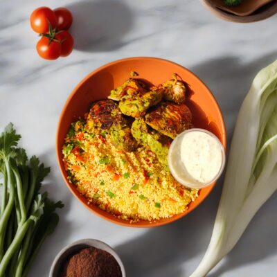 Grilled Harissa chicken bowl