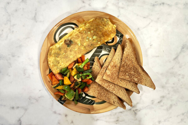 Omelette with shredded Chicken